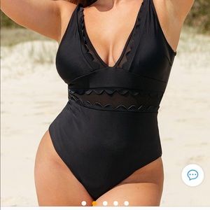 Cupshe Scalloped Mesh Cutout One Piece Suit